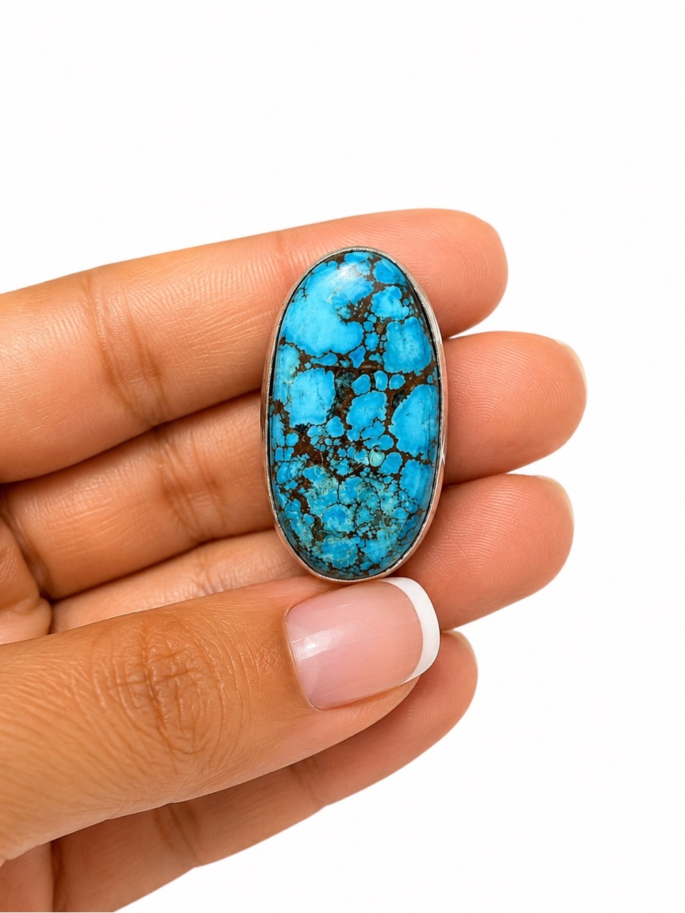 925 Sterling Silver Turquoise Stone Oval Ring